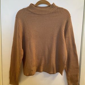 Brown ribbed long sleeve sweater